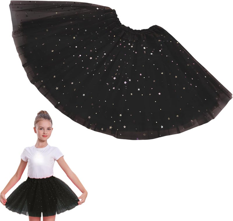 WINROLA Girls Stars Sequins Tutu Skirt Princess Ballet Dance Tutu Dress 3 Layered Halloween Christmas Tutu - Image 1